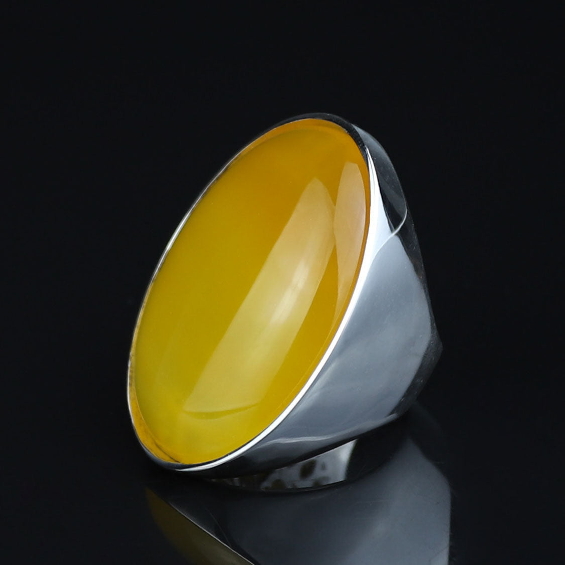 925 Silver Handmade Large Agate Ring, Natural Aqeeq Gemstone Ring , Genuine Yellow Agate Men Vintage Ring, Father Day Gift, 925k Silver