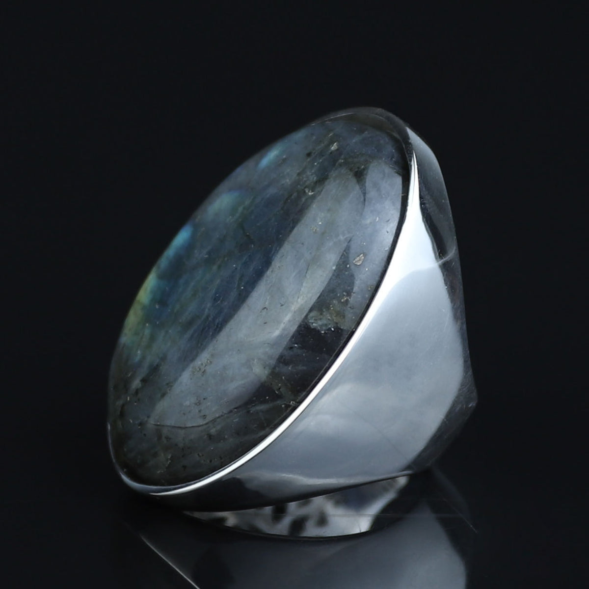 925 Silver Large Labradorite Ring, Classic Natural Labradorite Signet Ring , Solid Style Handmade Men Ring, Father Day Gift, 925k Silver