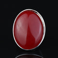 Man Red Jade Stone Ring, Classic Solid Large Stone Ring, Ottoman Style Large Ring, Turkish Big Gemstone Sterling Silver Ring
