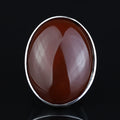 Silver Agate Stone Ring, Large Red Agate Carnelian Ring, Classic Style Handmade Ring, Dark Red Agate Ring