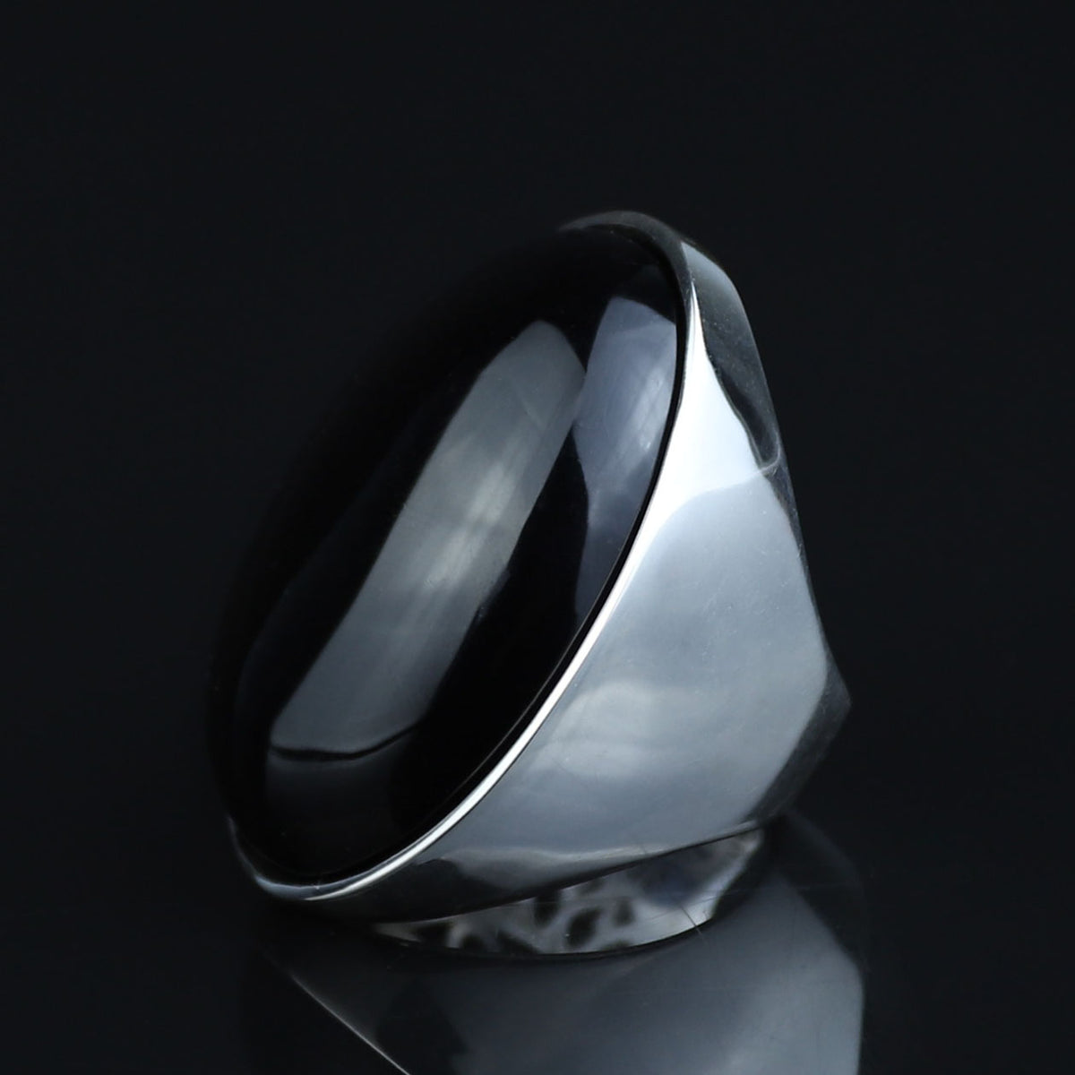 Silver Onyx Ring, Large Oval Signet Onyx Ring, Classic Onyx Gemstone Ring, Solid Silver Onyx Ring
