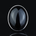 Silver Onyx Ring, Large Oval Signet Onyx Ring, Classic Onyx Gemstone Ring, Solid Silver Onyx Ring