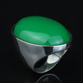 Men Silver Natural Jade Gemstone Ring, Large Classic Signet Ring, Green Gemstone Large Ring, Natural Jade Ring, Gift For Men