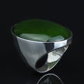 Silver Jade Stone Ring, Large Classic Jade Stone Solid Ring, Handmade Green Jade Ring