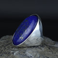 Silver Large Lapis Lazuli Ring, Natural Classic Handmade Lapis Ring , Blue Lapis Ring, Ottoman Style Ring , 925k Sterling Silver Ring