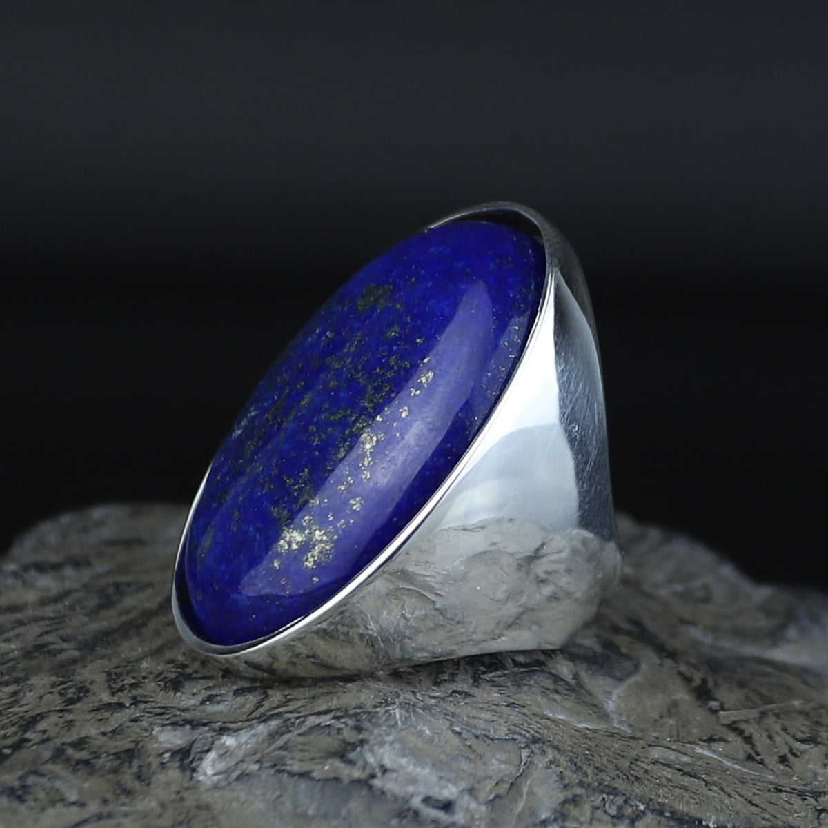 Silver Large Lapis Lazuli Ring, Natural Classic Handmade Lapis Ring , Blue Lapis Ring, Ottoman Style Ring , 925k Sterling Silver Ring