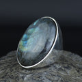 925 Silver Large Labradorite Ring, Classic Natural Labradorite Signet Ring , Solid Style Handmade Men Ring, Father Day Gift, 925k Silver