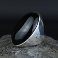 Silver Onyx Ring, Large Oval Signet Onyx Ring, Classic Onyx Gemstone Ring, Solid Silver Onyx Ring