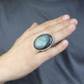 925 Silver Large Labradorite Ring, Classic Natural Labradorite Signet Ring , Solid Style Handmade Men Ring, Father Day Gift, 925k Silver