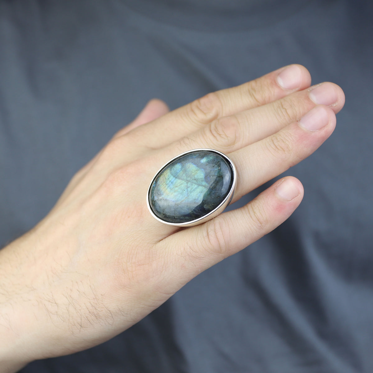 925 Silver Large Labradorite Ring, Classic Natural Labradorite Signet Ring , Solid Style Handmade Men Ring, Father Day Gift, 925k Silver