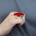 Man Red Jade Stone Ring, Classic Solid Large Stone Ring, Ottoman Style Large Ring, Turkish Big Gemstone Sterling Silver Ring