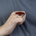Silver Agate Stone Ring, Large Red Agate Carnelian Ring, Classic Style Handmade Ring, Dark Red Agate Ring