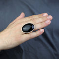 Silver Onyx Ring, Large Oval Signet Onyx Ring, Classic Onyx Gemstone Ring, Solid Silver Onyx Ring