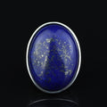 Men Large Natural Lapis Lazuli Ring, Engraved Handmade Lapis Ring , Blue Lapis Lazuli Ring