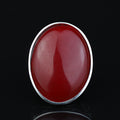 Man Large Red Jade Stone Ring , Silver Large Stone Engraved Style Ring, Turkish Big Handmade Sterling Silver Ring , Gift For Him