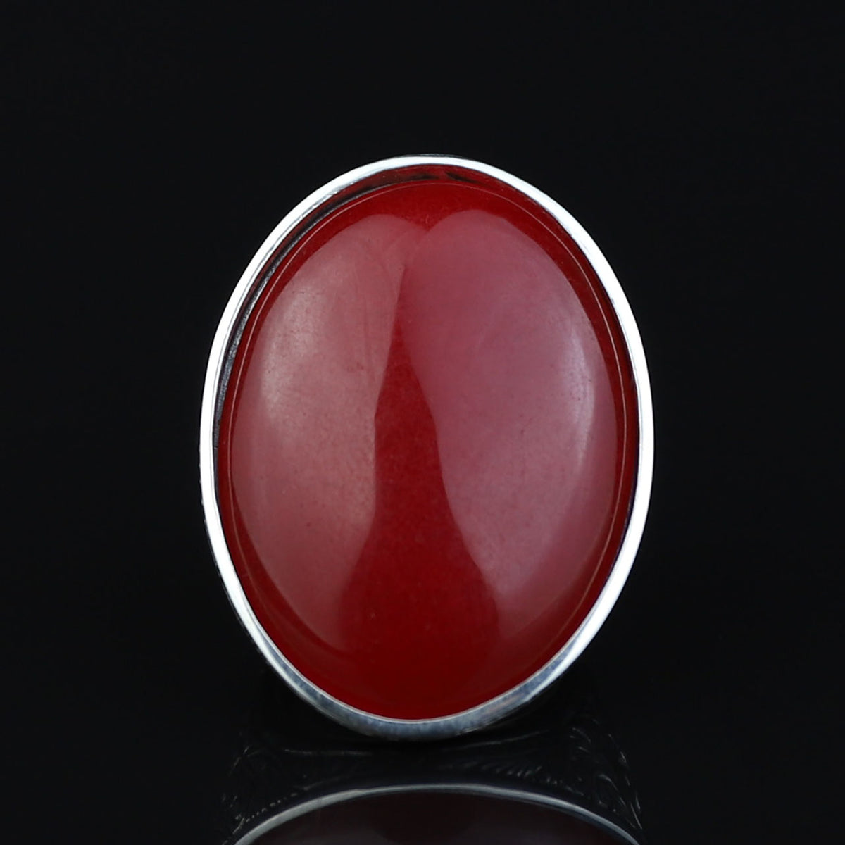 Man Large Red Jade Stone Ring , Silver Large Stone Engraved Style Ring, Turkish Big Handmade Sterling Silver Ring , Gift For Him