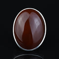 Men Handmade Red Agate Stone Ring, Large Engraved Carnelian Ring, Large Natural Agate Ring, 925k Sterling Silver Ring, Ottoman Style Ring