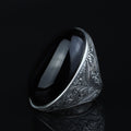 Men Silver Large Onyx Ring, Engraved Large Handmade Ring, Big Mens Onyx Ring, Engraved Onyx Ring, Ring For Men, 925 Sterling Silver Ring
