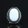 925 Sterling Silver Turkish Handmade Engraved Fire Opal Ring
