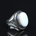 925 Sterling Silver Turkish Handmade Engraved Fire Opal Ring