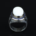 925 Sterling Silver Turkish Handmade Engraved Fire Opal Ring
