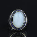 925 Sterling Silver Men Handmade Natural Moonstone Ring