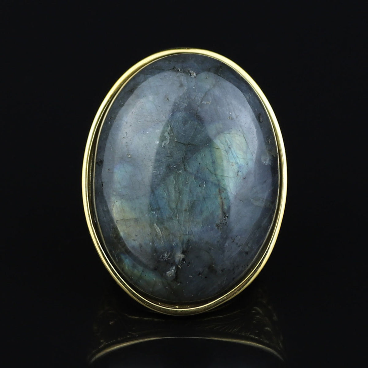 925K Sterling Silver Men Gold Natural Labradorite Men's Ring, Large Gold Natural Labradorite Ring