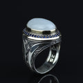 925 Sterling Silver Men Handmade Natural Moonstone Ring