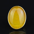 18K Gold Handmade Yellow Agate Ring, Natural Yellow Aqeeq Ring ,Engraved Turkish Men Vintage Ring, Father Day Gift