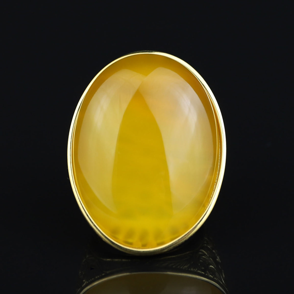 18K Gold Handmade Yellow Agate Ring, Natural Yellow Aqeeq Ring ,Engraved Turkish Men Vintage Ring, Father Day Gift