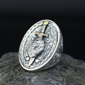 925 Silver Large Leon Head Ring, Lion Sword Figured Ring, Hand Engraved Leon Signet Ring, 925 Sterling Silver, Solid Silver Ring