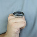 925 Silver Engraved Labradorite Men Ring, Large Turkish Gemstone Ring, Hand-Engraved Men Ring, Turkish Handmade Silver Ring