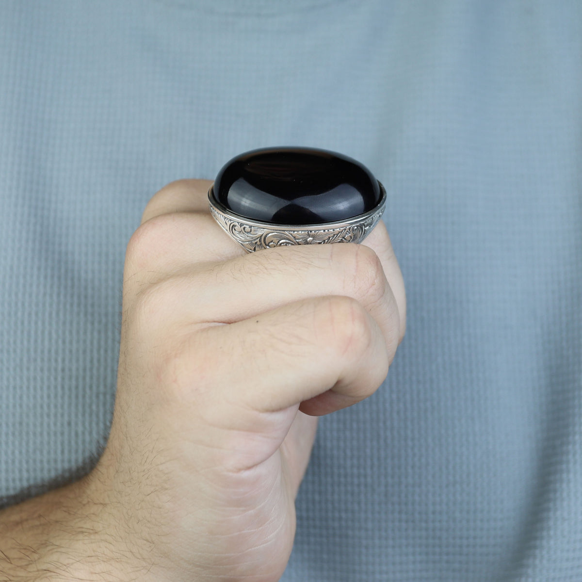 Men Silver Large Onyx Ring, Engraved Large Handmade Ring, Big Mens Onyx Ring, Engraved Onyx Ring, Ring For Men, 925 Sterling Silver Ring