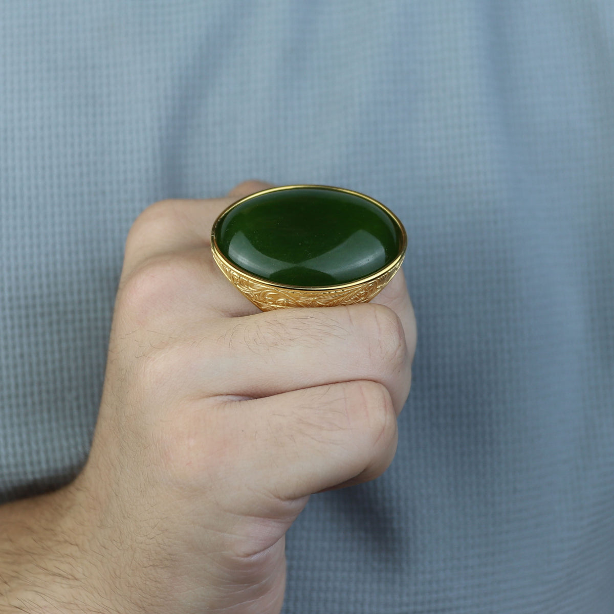 Men Silver Jade Gemstone Ring, Large Gold Engraved Signet Ring, Green Jade Gemstone Large Ring, Natural Jade Ring, Gift For Men