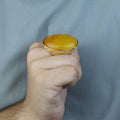 18K Gold Handmade Yellow Agate Ring, Natural Yellow Aqeeq Ring ,Engraved Turkish Men Vintage Ring, Father Day Gift