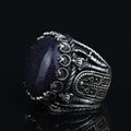Man Natural Star Stone Ring, Sword Figured 925k Sterling Silver Handmade Ring, Turkish Handmade Ring