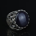 Man Natural Star Stone Ring, Sword Figured 925k Sterling Silver Handmade Ring, Turkish Handmade Ring