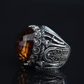 Silver Large Sultanite Stone Ring, Silver Sword Signet Style Ring, Man Handmade Silver Ring