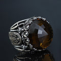 Silver Large Sultanite Stone Ring, Silver Sword Signet Style Ring, Man Handmade Silver Ring