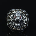 Silver Leon Head Ring, Ruby Eyes Leon Ring, Sword Figued Wild Lion Ring, Handmade Leon Animal Ring, Father Day Gift