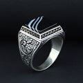 Men Handmade Solid Silver Square Black Onyx Gemstone Ring