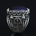 Man Natural Star Stone Ring, Sword Figured 925k Sterling Silver Handmade Ring, Turkish Handmade Ring