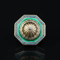 Silver Handmade Mosque Ring, Al-Aqsa Mosque ring , Men Unique Ring, Emerald Gemstone İslamıc Ring, Ottoman Style Handmade İslamic Gift