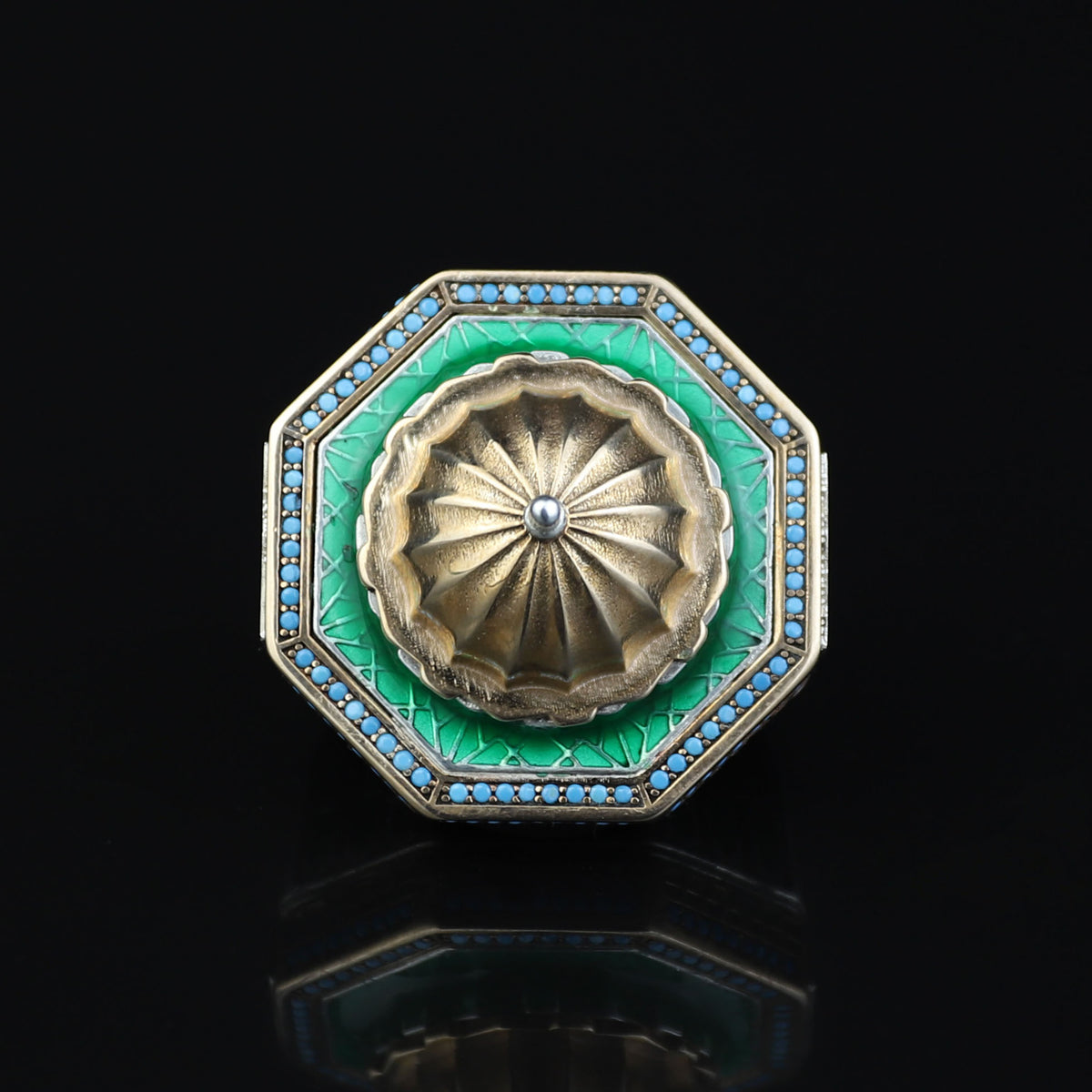 Silver Handmade Mosque Ring, Al-Aqsa Mosque ring , Men Unique Ring, Emerald Gemstone İslamıc Ring, Ottoman Style Handmade İslamic Gift
