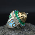 Silver Handmade Mosque Ring, Al-Aqsa Mosque ring , Men Unique Ring, Emerald Gemstone İslamıc Ring, Ottoman Style Handmade İslamic Gift