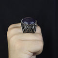 Man Natural Star Stone Ring, Sword Figured 925k Sterling Silver Handmade Ring, Turkish Handmade Ring