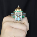 Silver Handmade Mosque Ring, Al-Aqsa Mosque ring , Men Unique Ring, Emerald Gemstone İslamıc Ring, Ottoman Style Handmade İslamic Gift