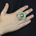 Silver Handmade Mosque Ring, Al-Aqsa Mosque ring , Men Unique Ring, Emerald Gemstone İslamıc Ring, Ottoman Style Handmade İslamic Gift