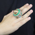 Silver Handmade Mosque Ring, Al-Aqsa Mosque ring , Men Unique Ring, Emerald Gemstone İslamıc Ring, Ottoman Style Handmade İslamic Gift