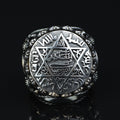 Silver Handmade Ring , Round Silver Seal Of Solomon Ring, Sword Figured Solomon Signet Ring, King Solomon Ring